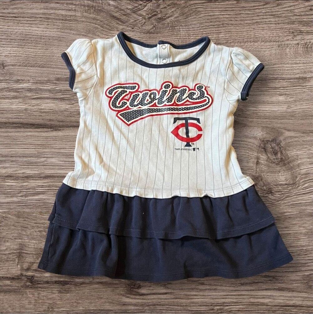 Minnesota Twins MLB Pinstripe Ruffle Dress Team Athletics Girls 3T